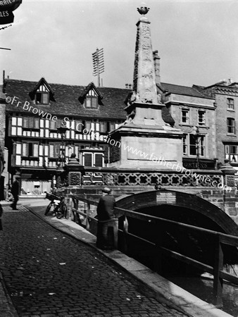 THE BRIDGE OVER RIVER WITHAM WITH TIMBERED HOUSES BUILT 1540